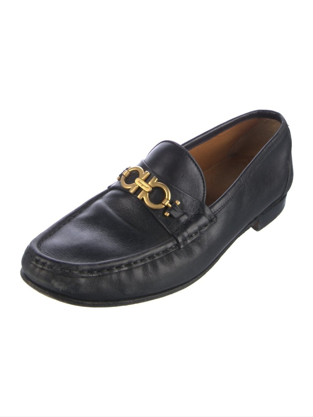 Salvatore Ferragamo Gold Tone Gancini Bit Mens Loafers Dress Shoes